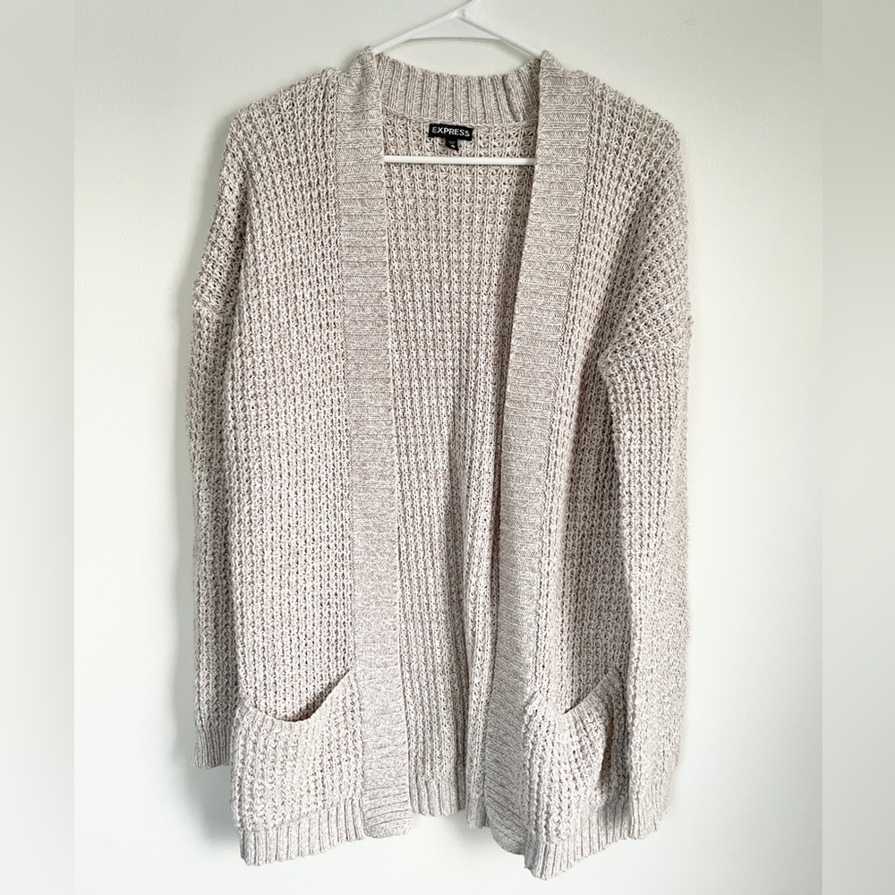 Express Women's Beige Open-Front Cardigan